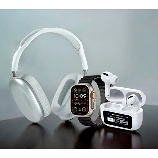 Combo Auriculares + Reloj Smartwatch + Aud con Pantalla